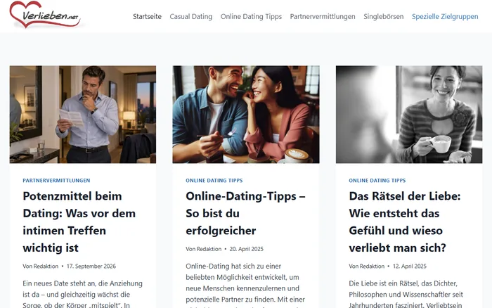 Website-Vorschau von verlieben.net